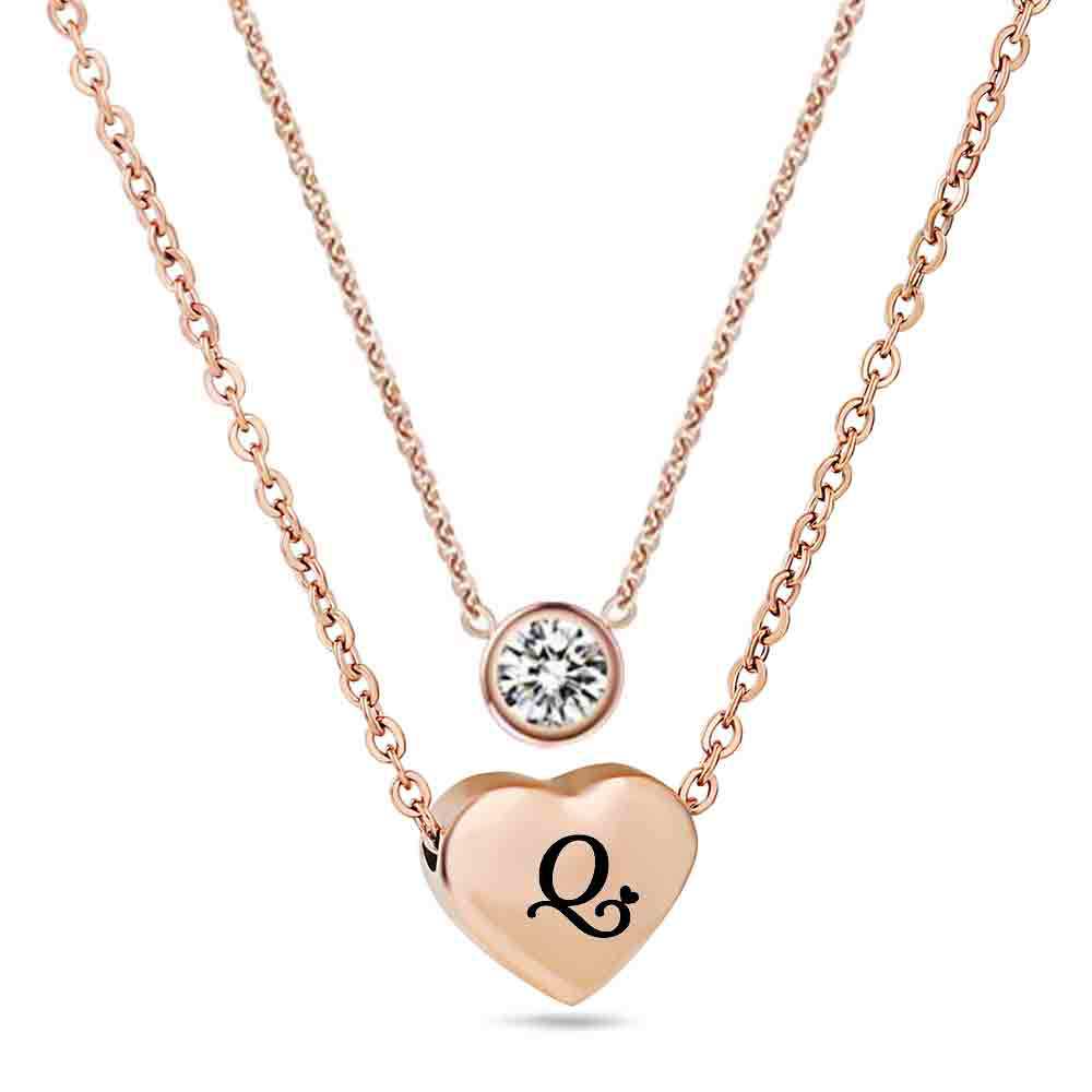 Damen Halskette mit personalisiertem Herzanhänger und funkelndem Zirkonia Shop Nory