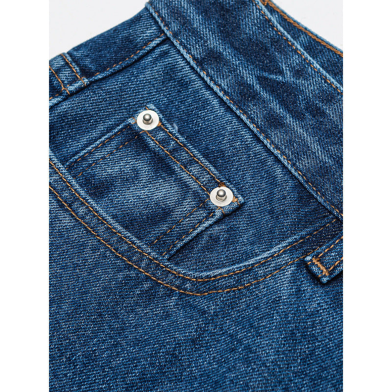 Damen Weite Denim-Jeans mit hoher Taille, geradem Bein und Fünf-Taschen-Design Shop Nory