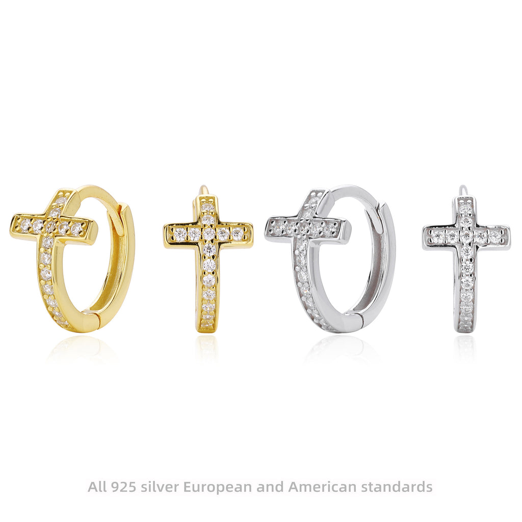 Damen Ohrhänger mit funkelndem Kreuzdesign aus hochwertigem 925 Sterling Silber und Zirkonbesatz Shop Nory