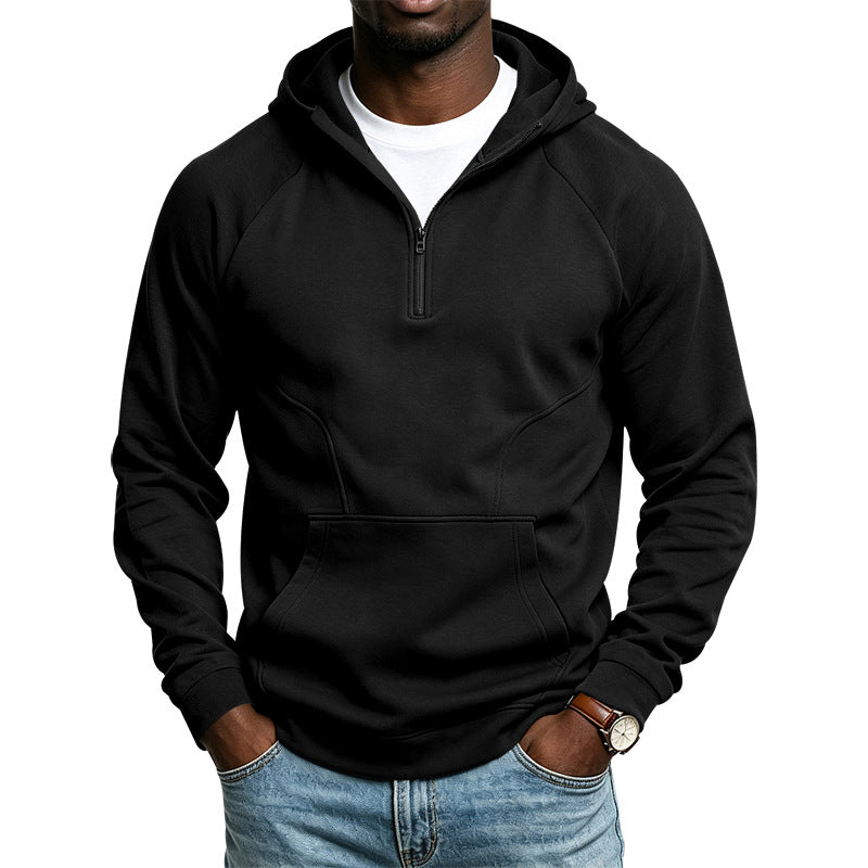 Herren Kapuzenpullover mit Kurzreißverschluss, Kängurutasche und Raglanärmeln Shop Nory