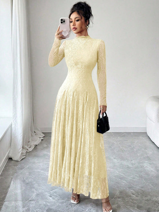 Damen Elegantes Hochzeitskleid mit Spitzenärmeln Shop Nory