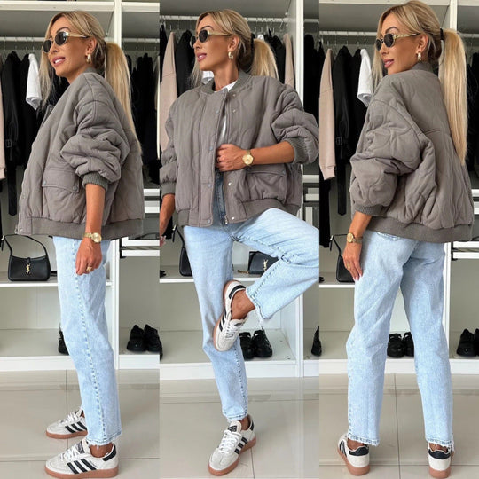 Damen gesteppte oversized Bomberjacke