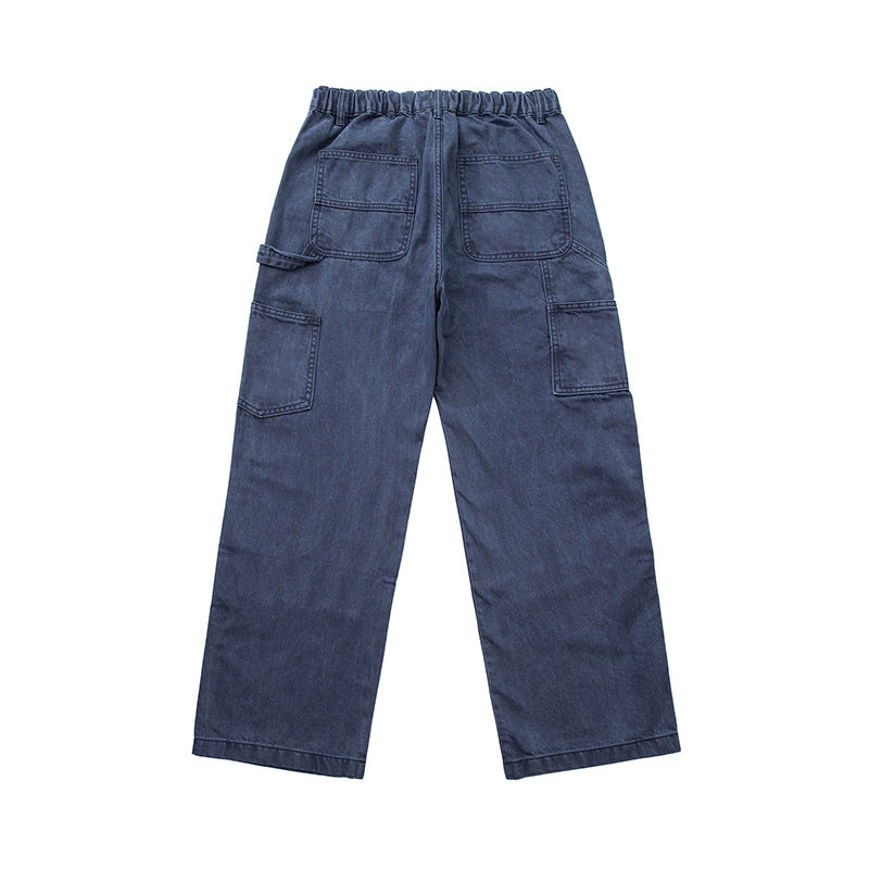 Herren Weite Utility-Denimhose mit Tunnelzugbund und aufgesetzten Taschen Shop Nory
