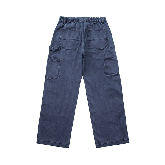 Herren Weite Utility-Denimhose mit Tunnelzugbund und aufgesetzten Taschen Shop Nory