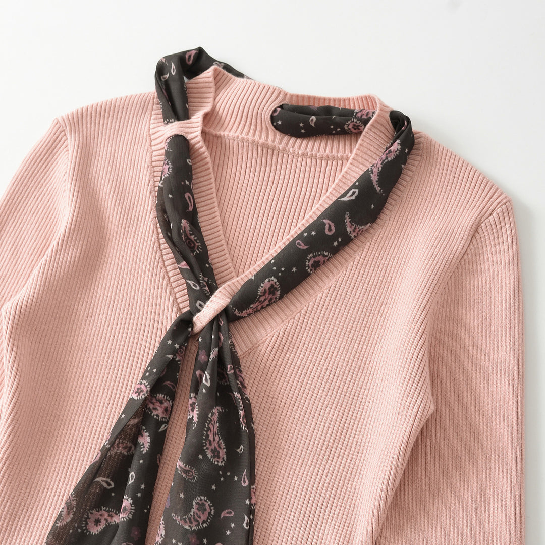 Damen Feinstrickpullover mit eingefädeltem Paisley-Schal Shop Nory