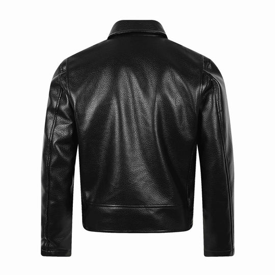 Herren Asymmetrische Bikerjacke aus Kunstleder mit Nietenbund und mehrfachen Reißverschlüssen Shop Nory
