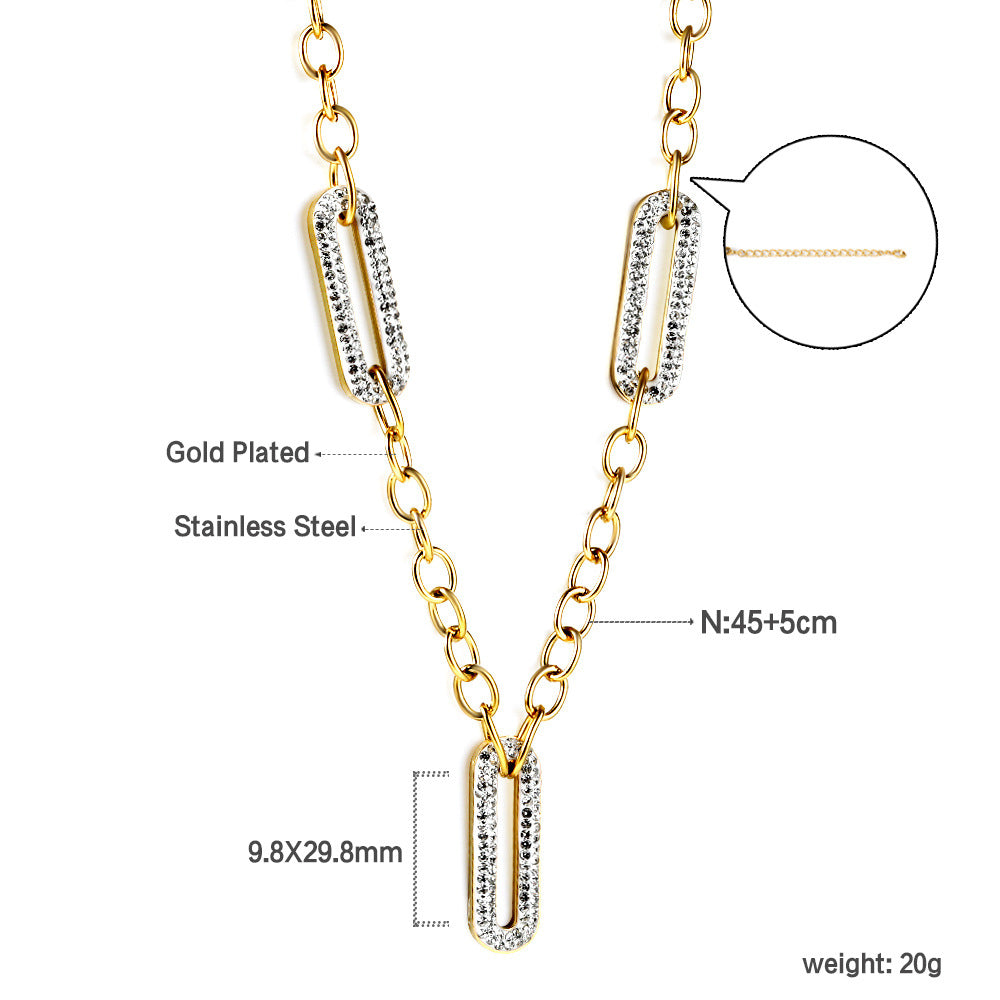 Damen elegante Halskette mit funkelndem Anhänger aus Edelstahl und goldplattierter Kette Shop Nory
