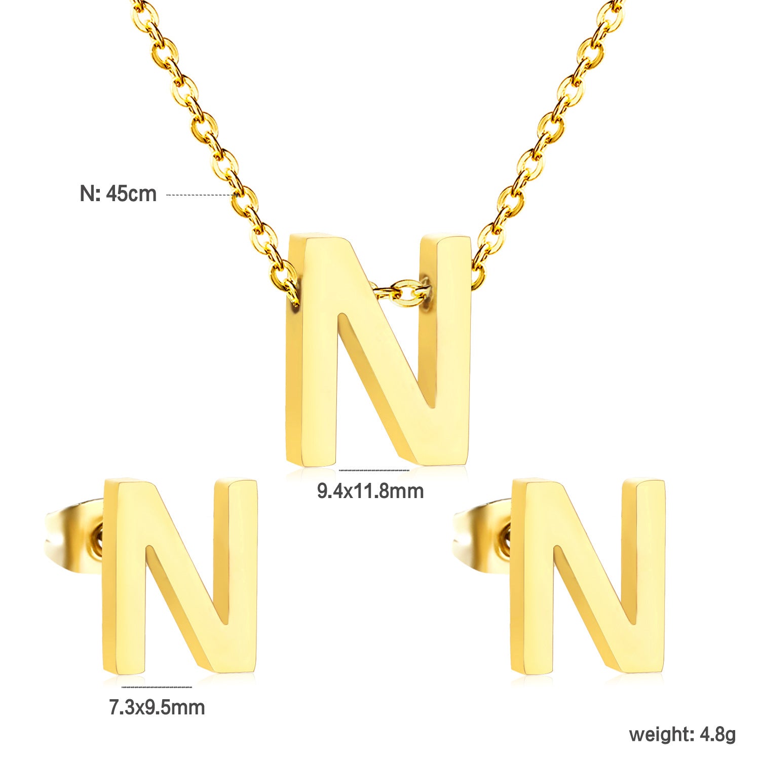 Damen Schmuckset mit K-Anhänger und passenden Ohrsteckern Shop Nory