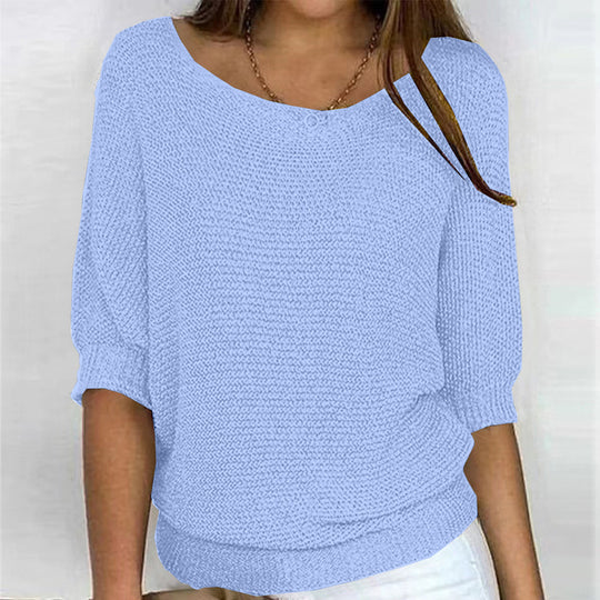 Damen nan legerer kastiger Feinstrickpullover mit weitem Ausschnitt Shop Nory