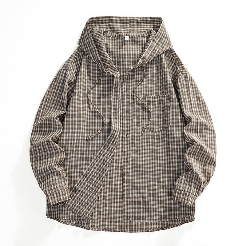Herren Karierter Overshirt-Hoodie aus Baumwollmix mit Kapuze & Relaxed-Fit Shop Nory