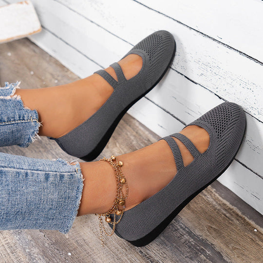 Flache Slipper mit Riemen Über Dem Spann und Flacher Sohle für Damen