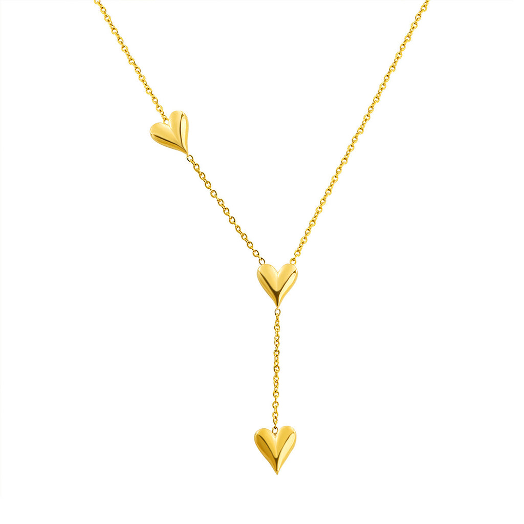 Damen elegante Y-Halskette mit Herzanhängern Shop Nory