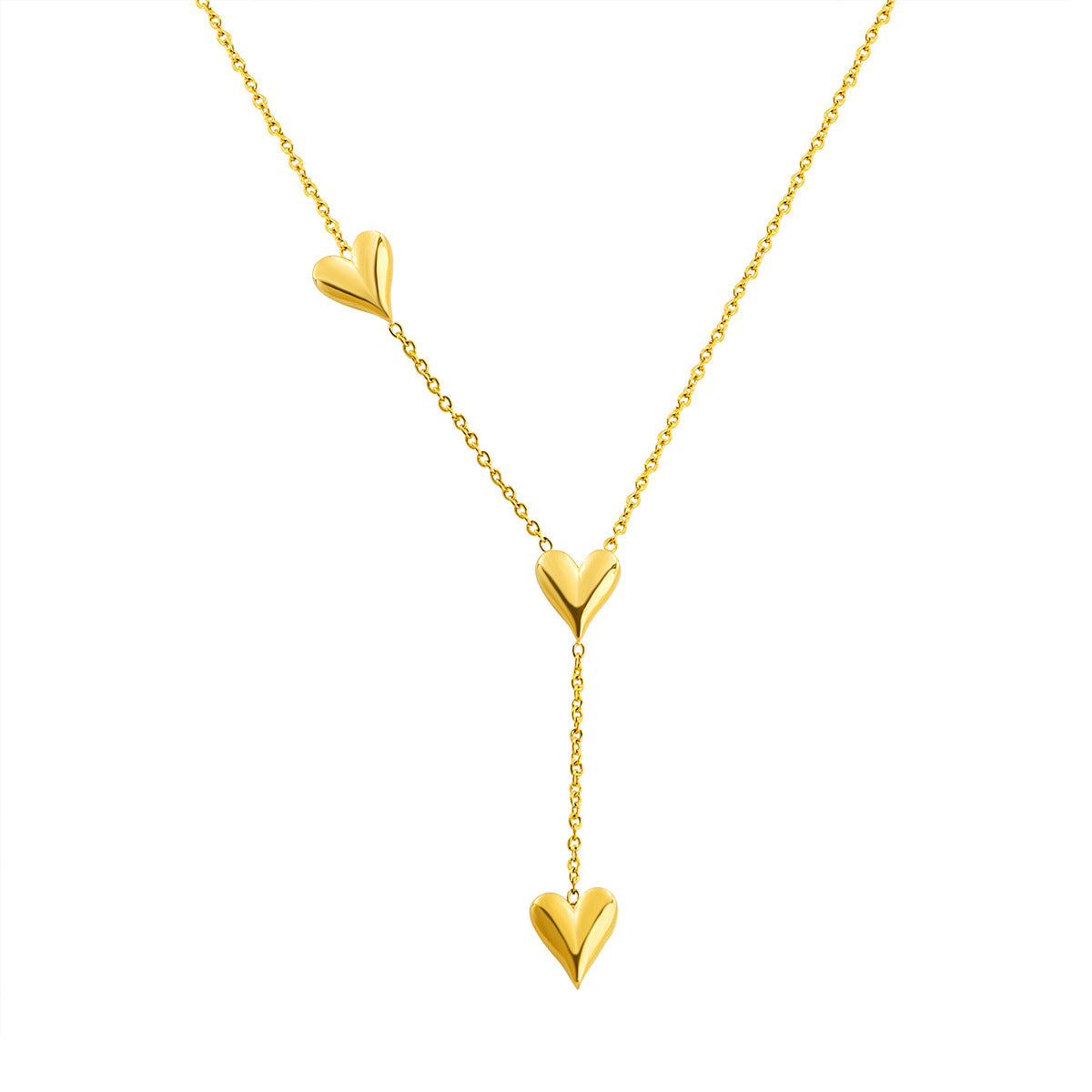 Damen elegante Y-Halskette mit Herzanhängern Shop Nory