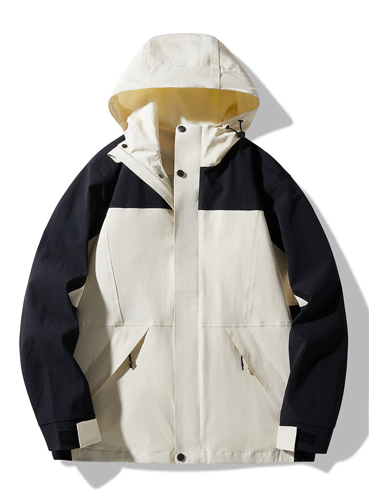 Herren Technische Colorblock Softshell‑Regenjacke mit verstellbarer Kapuze Shop Nory