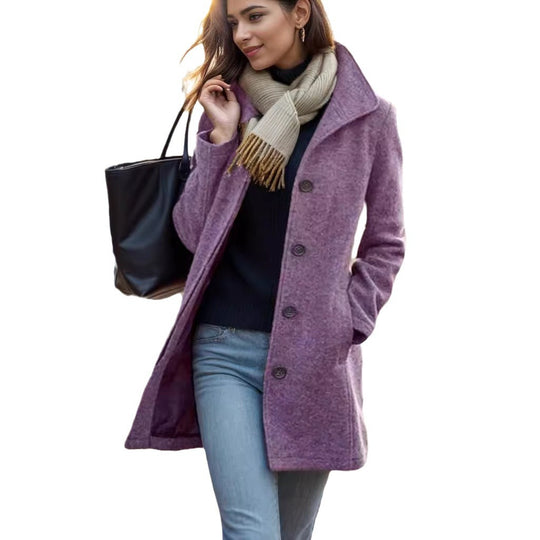 Damen Kurzmantel aus Velourslederimitat mit Hemdkragen, Knopfleiste und seitlichen Eingrifftaschen Shop Nory