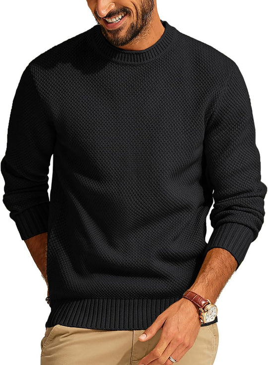 Herren Waffelstrick-Pullover mit Rundhalsausschnitt Shop Nory