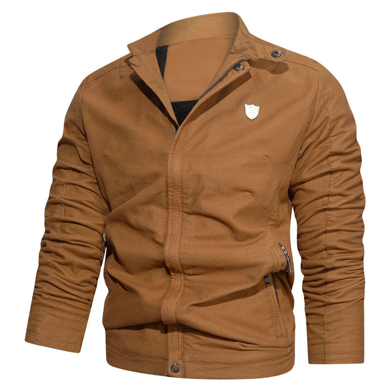 Herren Slim-Fit Canvas-Blouson mit Stehkragen, verdecktem Reißverschluss und Zipper-Taschen Shop Nory