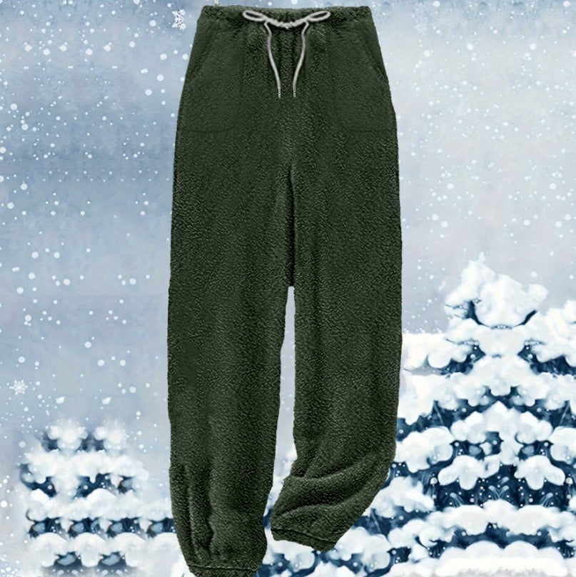 Damen nan kuschelige Sherpa-Fleece Loungehose mit Kordelzug, hoher Taille und elastischen Bündchen Shop Nory