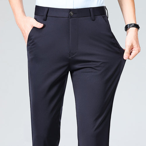 Herren Elegante gerade geschnittene Stretch-Businesshose mit Bügelfalte Shop Nory
