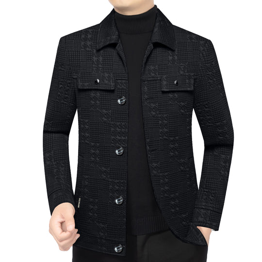 Herren Strukturiertes Overshirt im Glencheck-Relief mit Hemdkragen Shop Nory