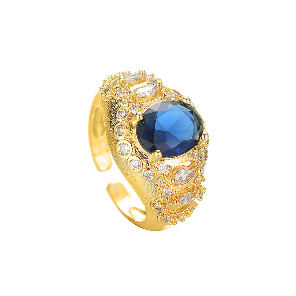 Damen Luxus-Ring mit kunstvoll gestalteter Edelsteinfassung und funkelnden Zirkonia Shop Nory