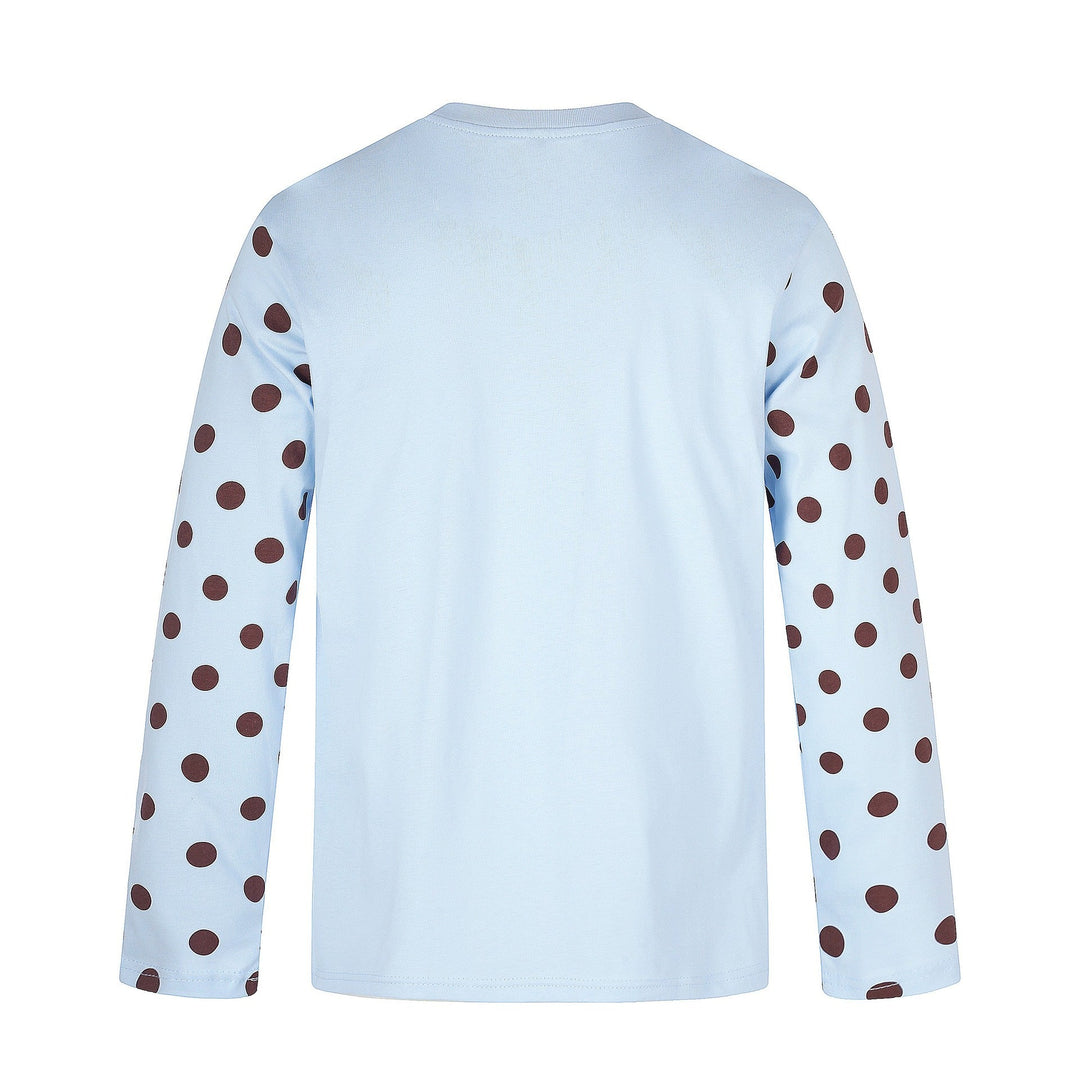 Damen Langärmliges Statement-Shirt mit Polka‑Dot-Ärmeln und Zahlendruck Shop Nory