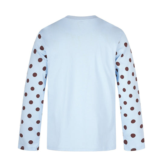 Damen Langärmliges Statement-Shirt mit Polka‑Dot-Ärmeln und Zahlendruck Shop Nory
