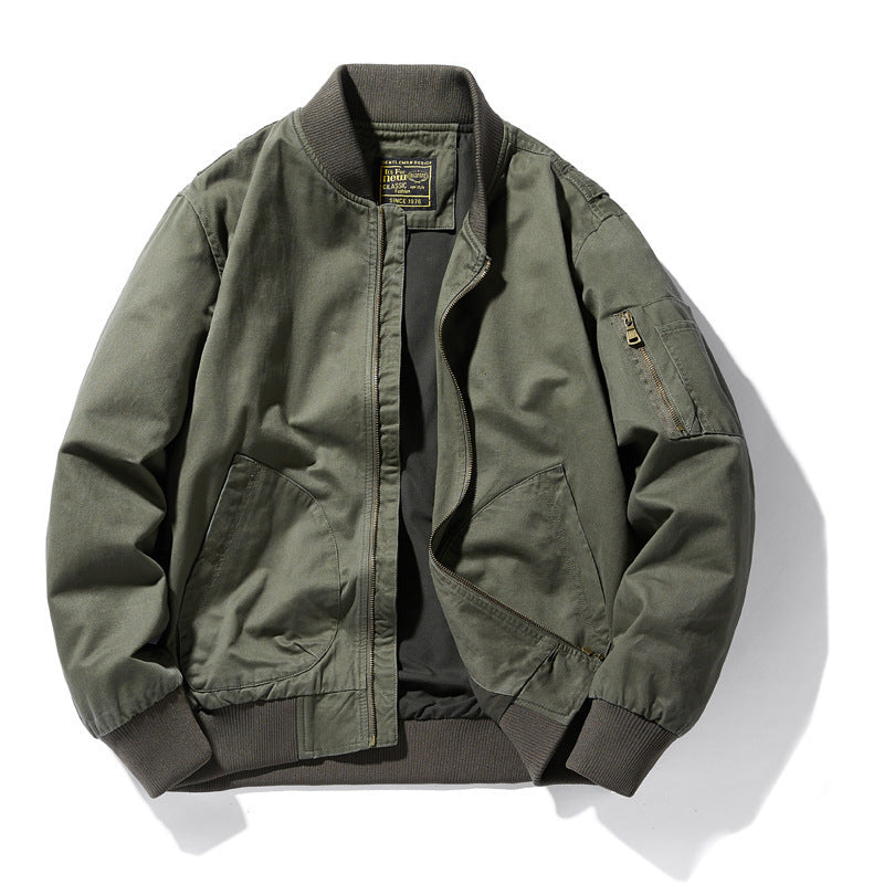 Herren leichter Canvas-Bomber im Utility-Fieldstil mit Ärmeltasche und gerippten Bündchen Shop Nory