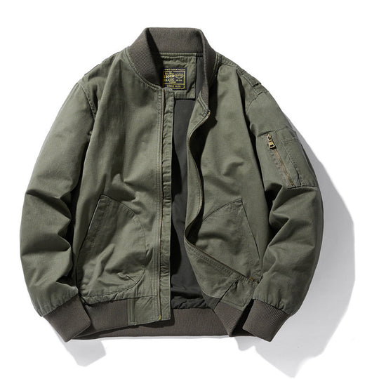 Herren leichter Canvas-Bomber im Utility-Fieldstil mit Ärmeltasche und gerippten Bündchen Shop Nory