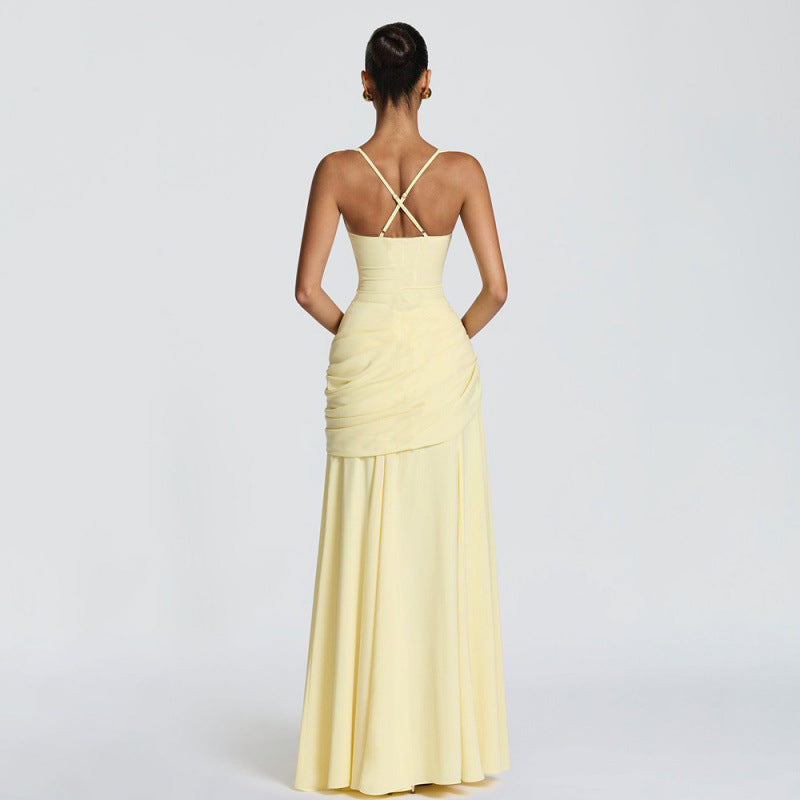 Damen Maxikleid mit dekorativen Rüschendetails und eleganter Taillierung