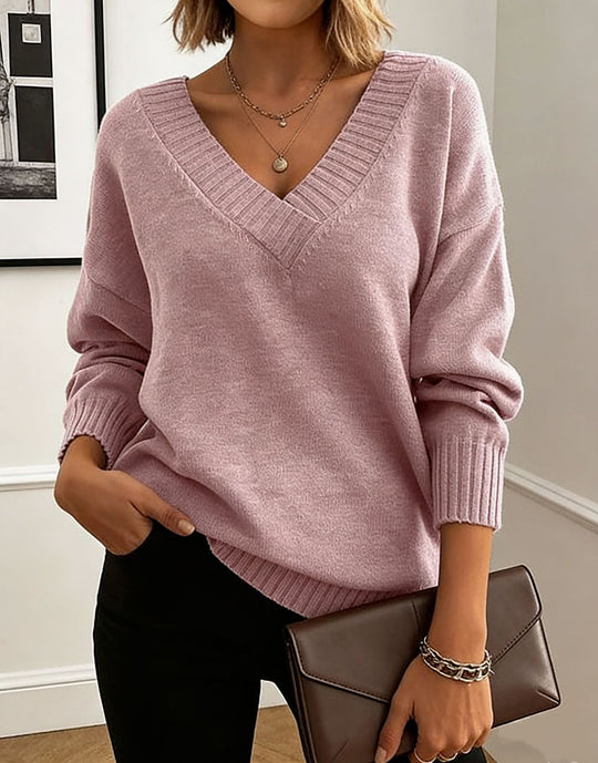Damen Feinstrickpullover mit tiefem V-Ausschnitt und überschnittener Schulter Shop Nory