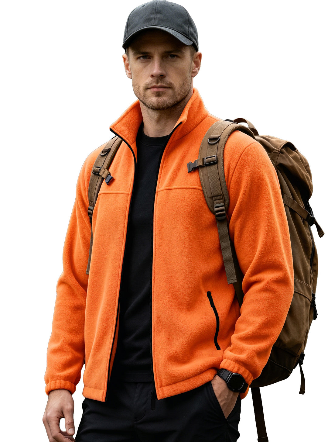 Herren Leichte Outdoor-Fleecejacke mit Stehkragen und Reißverschlusstaschen Shop Nory