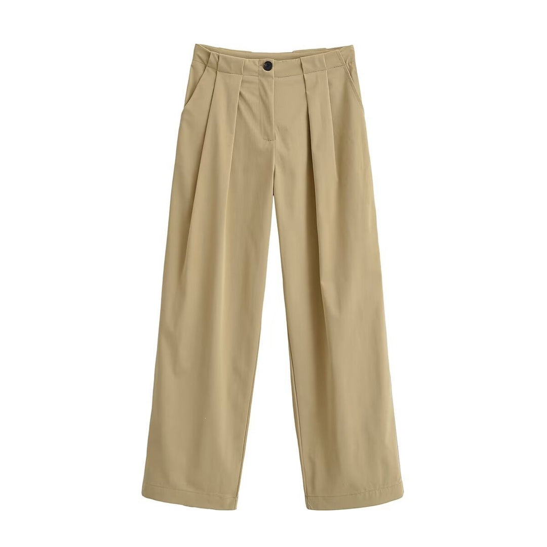 Damen Weite High Waist Hose mit Bundfalten, Bügelfalte und Eingrifftaschen Shop Nory