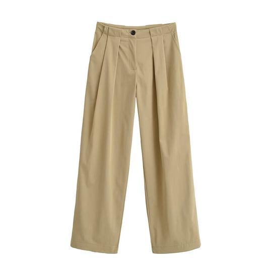 Damen Weite High Waist Hose mit Bundfalten, Bügelfalte und Eingrifftaschen Shop Nory