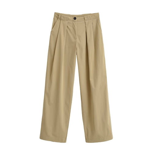 Damen Weite High Waist Hose mit Bundfalten, Bügelfalte und Eingrifftaschen Shop Nory