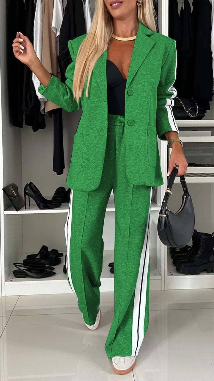 Damen Sportlich-elegantes Jersey-Tailoring-Set mit Longblazer und weitem Trackpant Shop Nory