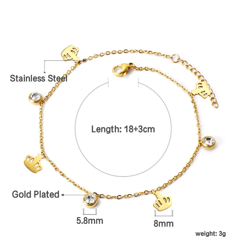 Damen zartes, goldplattiertes Armband mit funkelnden Zirkonia und herzförmigen Anhängern Shop Nory