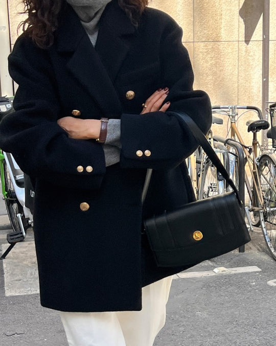 Damen Modischer Oversized-Blazer mit goldenen Knöpfen Shop Nory