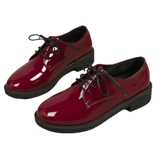 Damen klassische Schnürschuhe mit glänzender Oberfläche