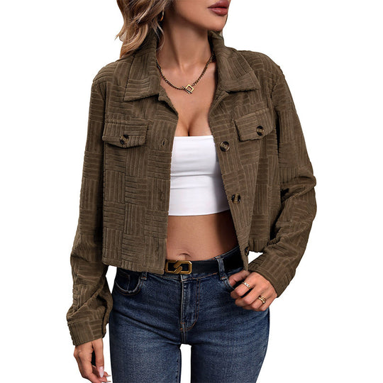 Damen Kurzjacke mit geometrischer Struktursteppung und aufgesetzten Brusttaschen Shop Nory