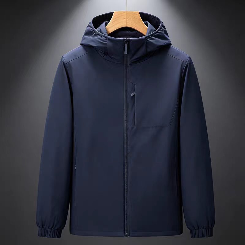 Herren Leichte wasserdichte Softshell-Regenjacke mit Kapuze und versteckter Brusttasche Shop Nory