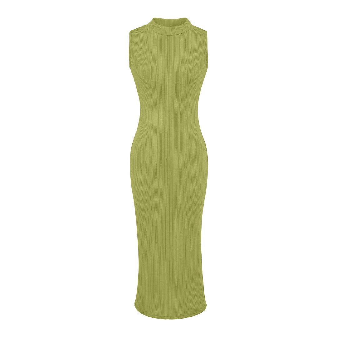 Damen Midikleid in Rippstrick, ärmelloses Slim‑Fit mit Stehkragen Shop Nory