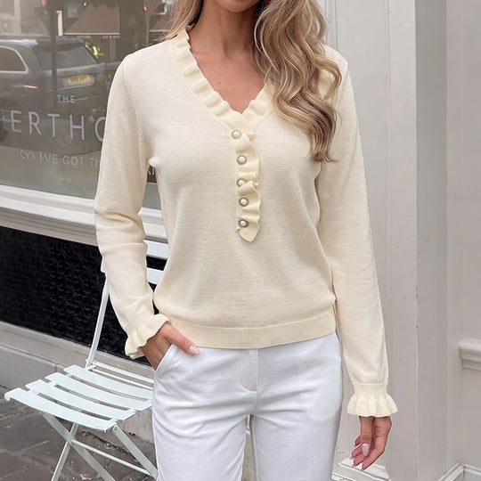 Damen Eleganter Pullover mit Rüschendetails Shop Nory