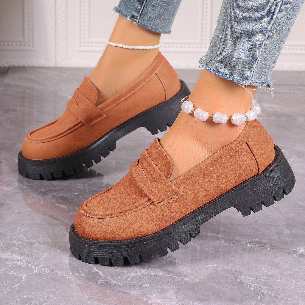 Damen Chunky Loafers mit rutschfester Gummisohle und modischem Obermaterial