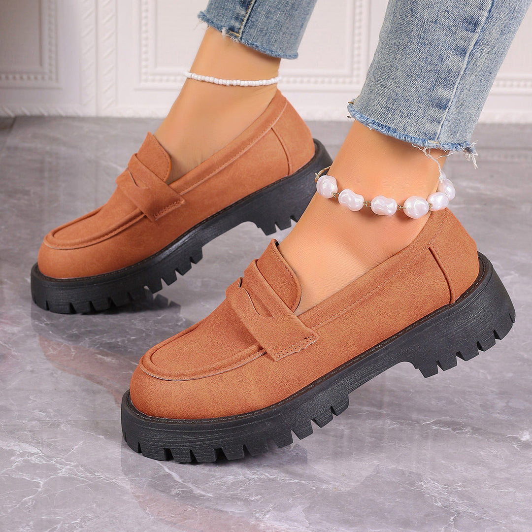 Damen Chunky Loafers mit rutschfester Gummisohle und modischem Obermaterial