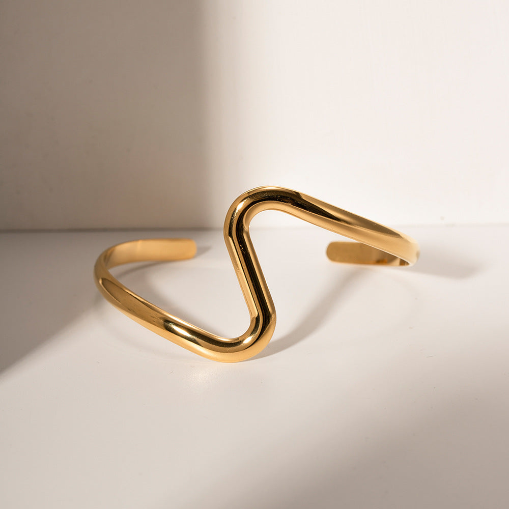 Damen Offenes Armreif im modernen Wellen-Design Shop Nory