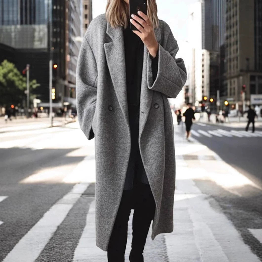 Damen Oversize-Longcoat aus Wollmix mit überschnittener Schulter und minimalistischer Knopfleiste Shop Nory