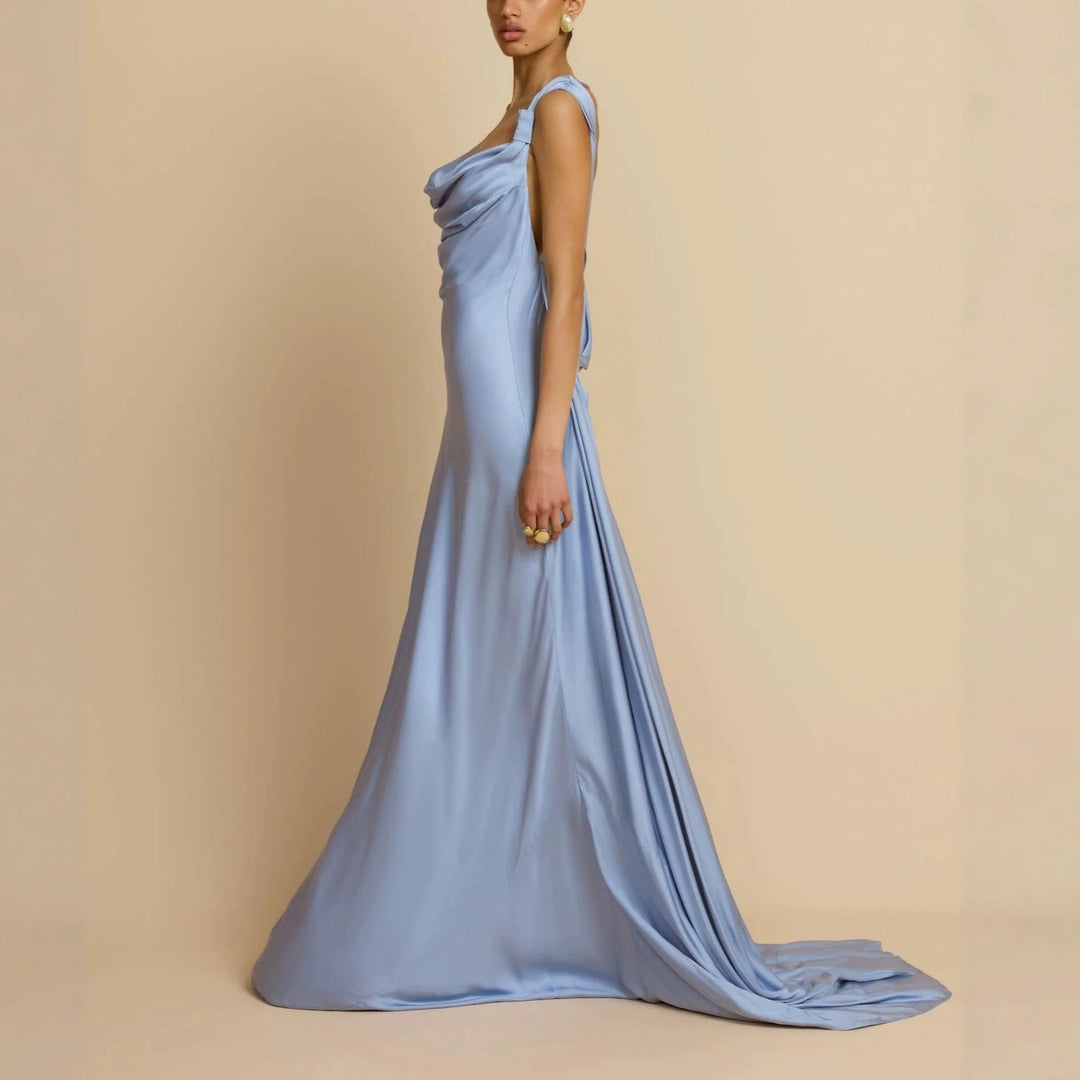Damen Elegantes Maxikleid mit drapierten Details Shopnory