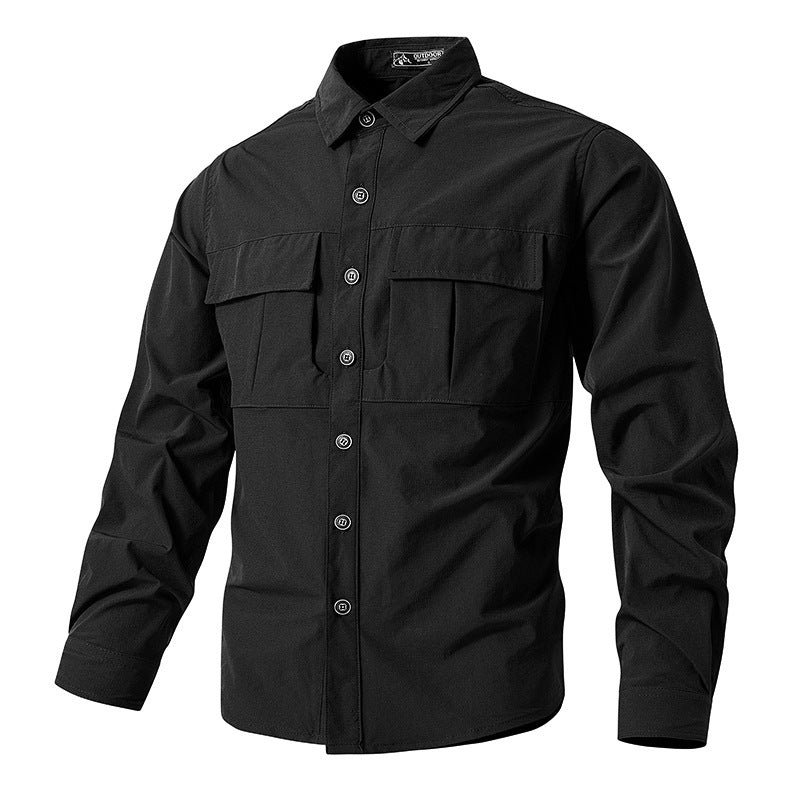 Herren Leichte Hemdenjacke im Utility‑Stil mit aufgesetzten Brustklappen und Knopfleiste Shop Nory