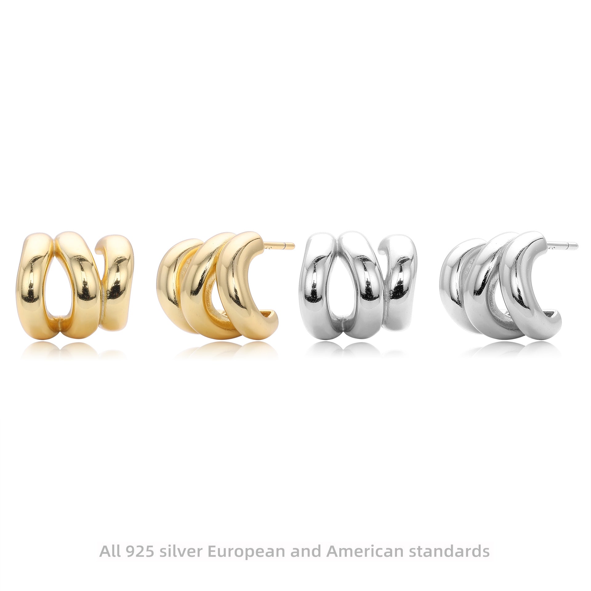 Damen Ohrhänger im eleganten, geschwungenen Design aus hochwertigem 925 Sterling Silber Shop Nory